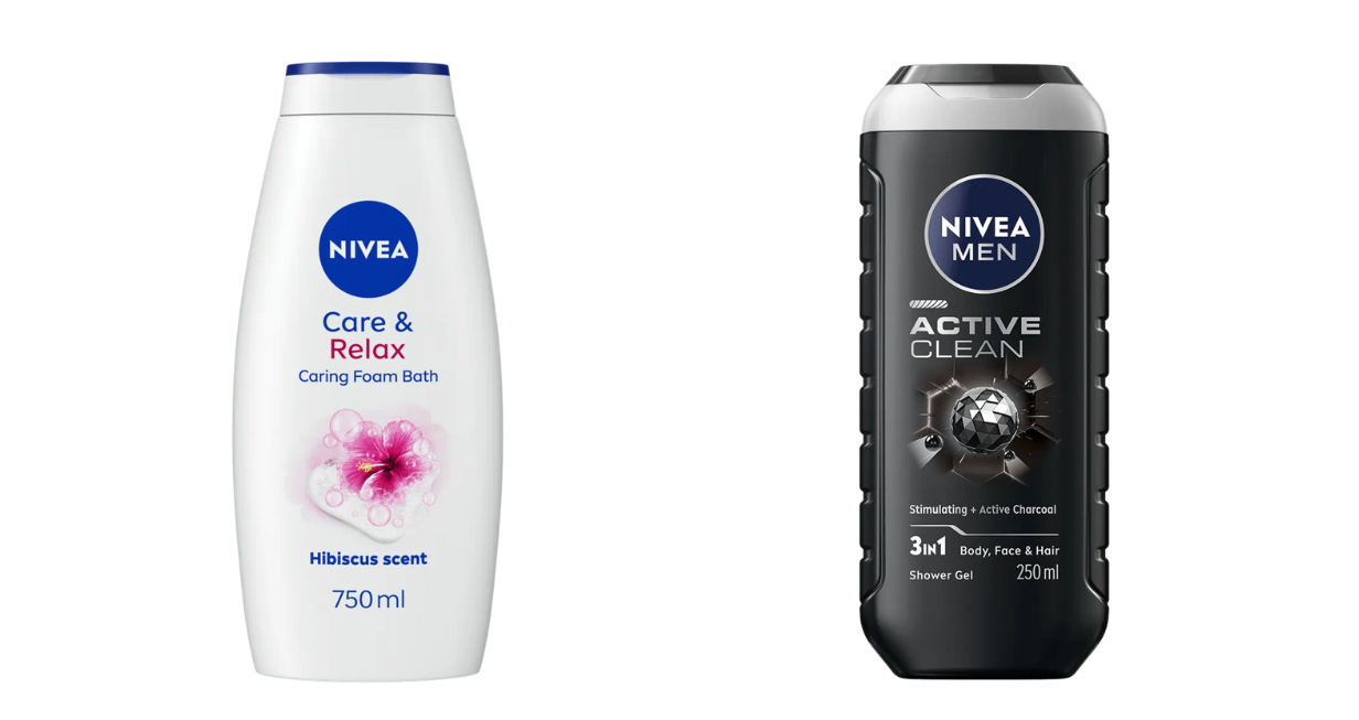 Slika 1: Usporedba Nivea gela za tuširanje za žene i za muškarce